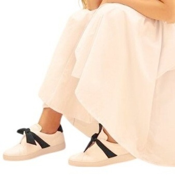 $425 40 9.5-10 ALEXANDRE BIRMAN Clarita Sneaker Suede Nude Bow Leather Shoes - Picture 7 of 7